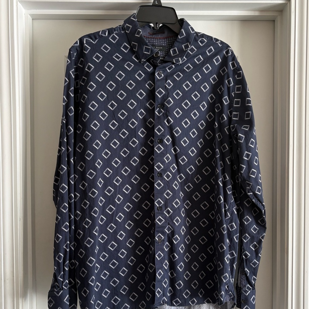Ted Baker Geometric Button Down Shirt Size 7